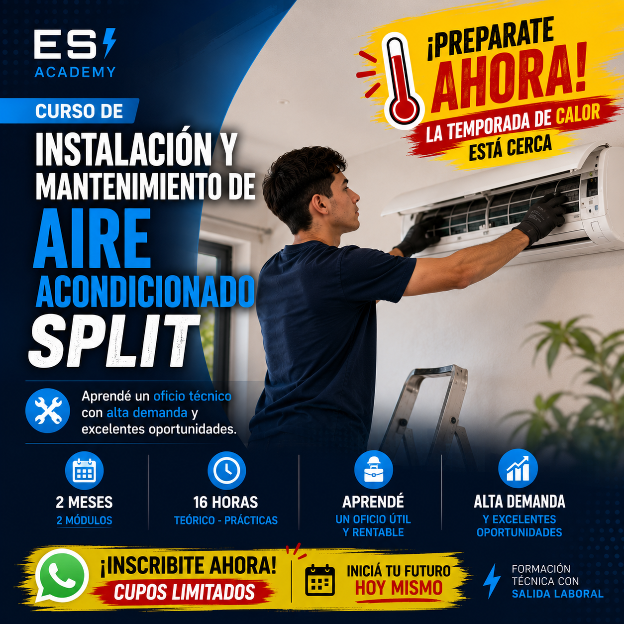 Curso de instalaci&oacute;n y mantenimiento de aire acondicionado Split Electroservis Academy